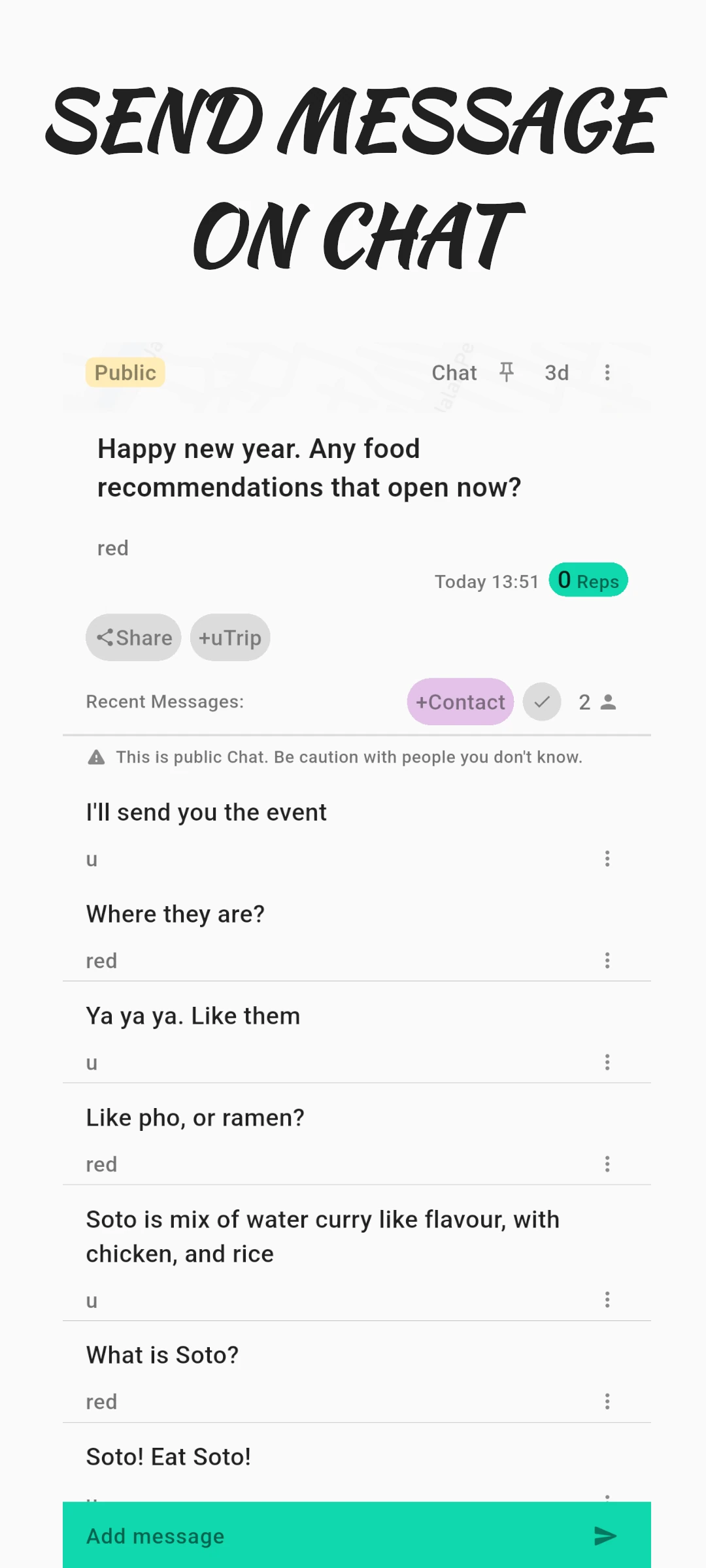 screenshot of message on chat
