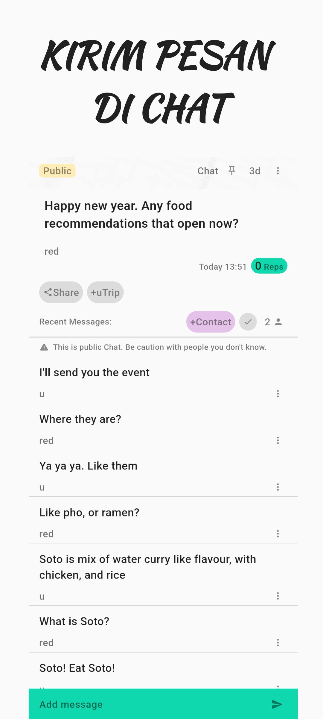 screenshot of message on chat