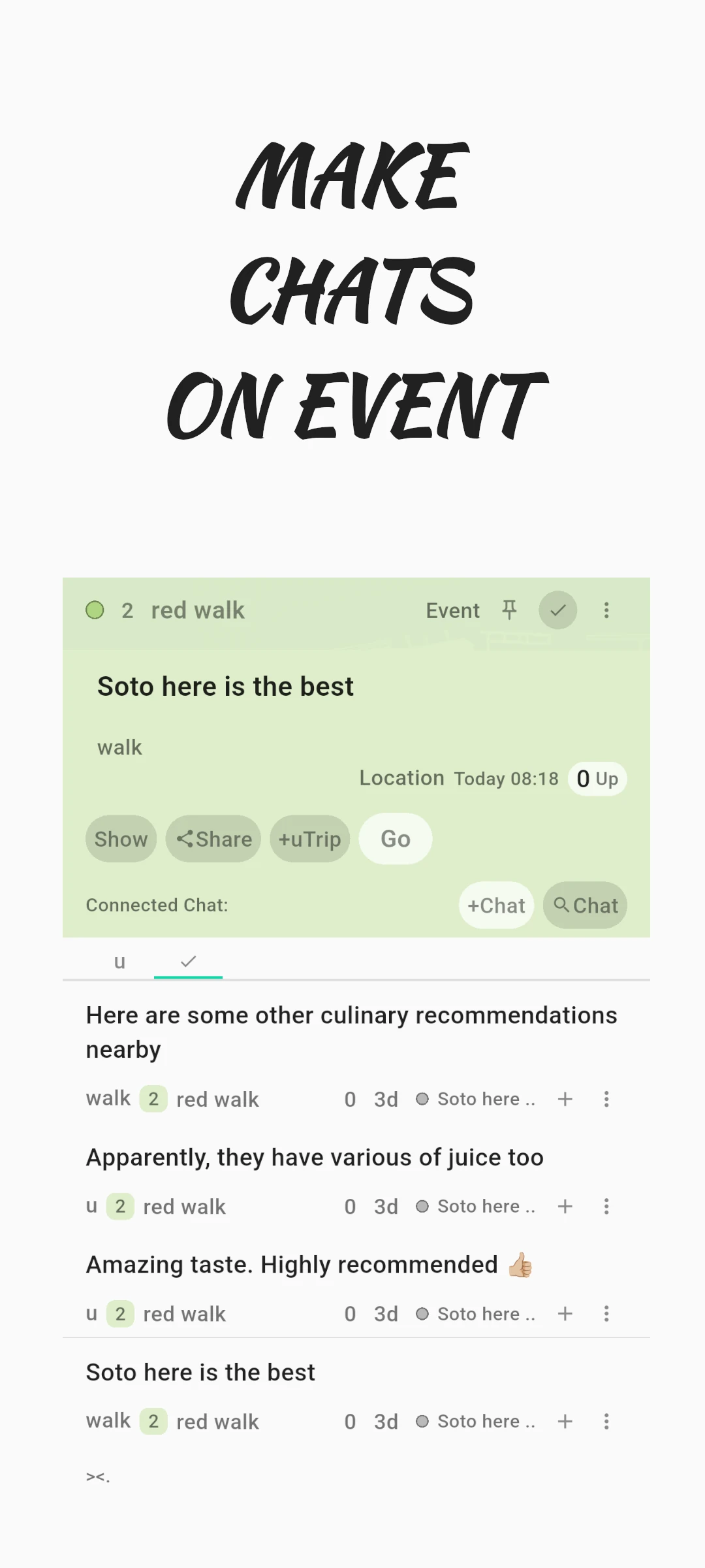 screenshot of chat on event