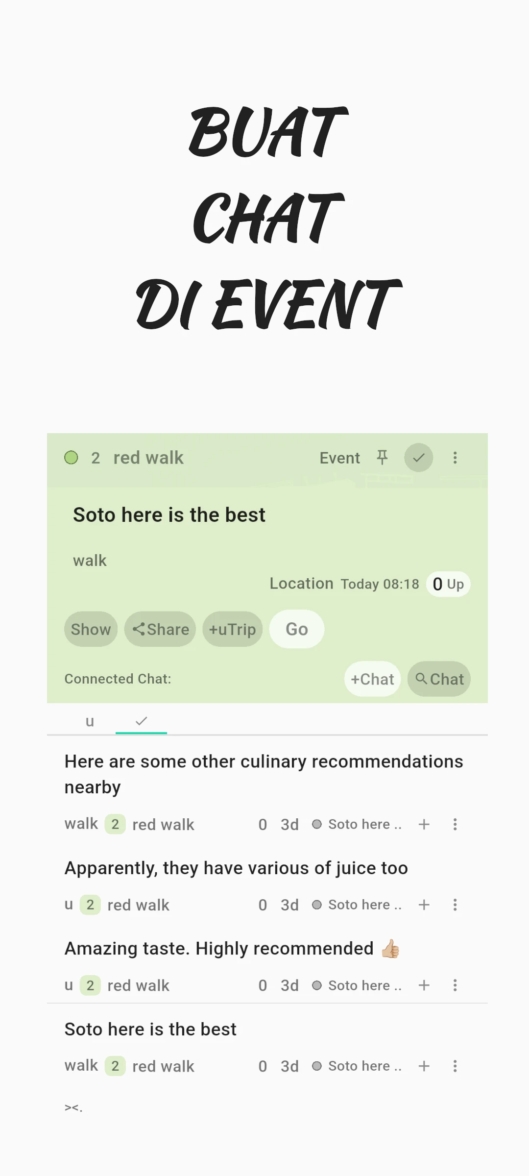 screenshot of chat on event