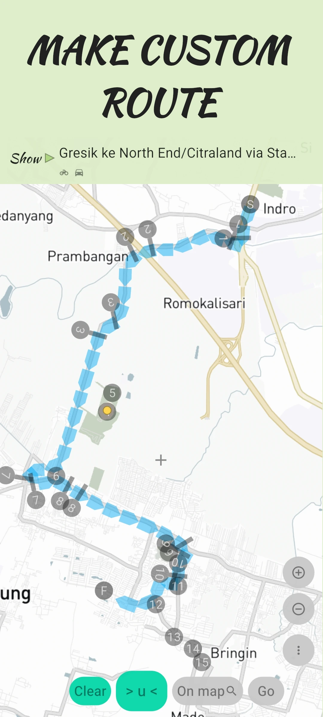 screenshot of complex route