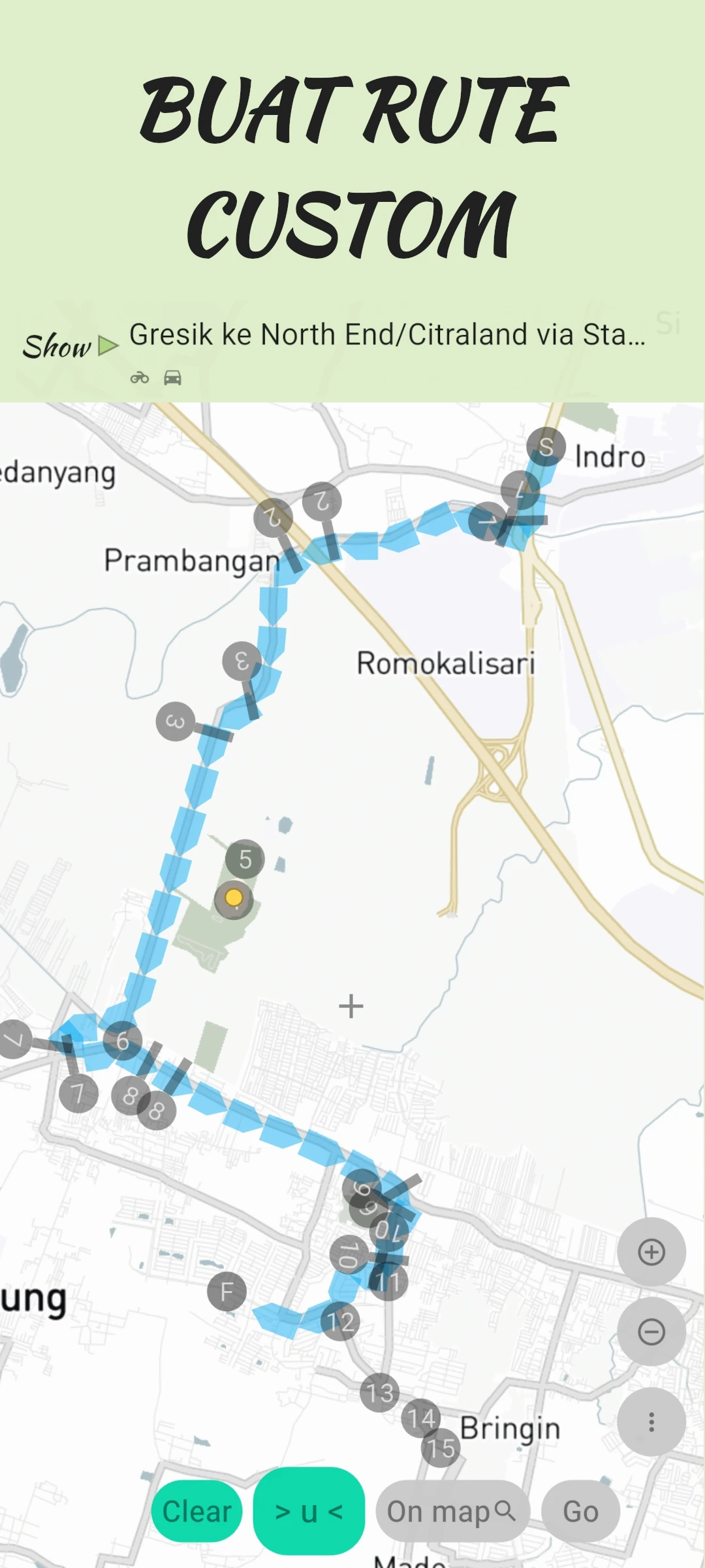 screenshot of complex route