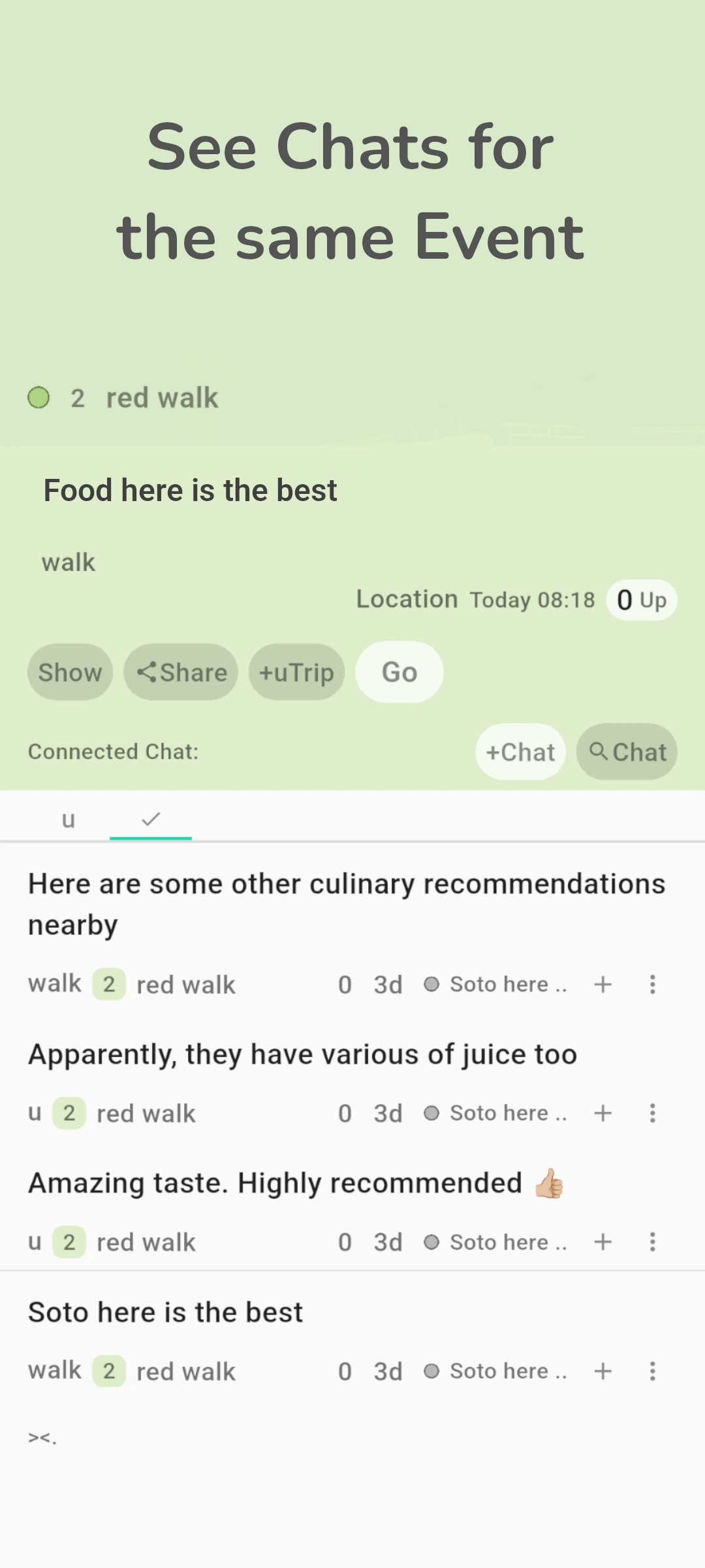 screenshot of chat on event