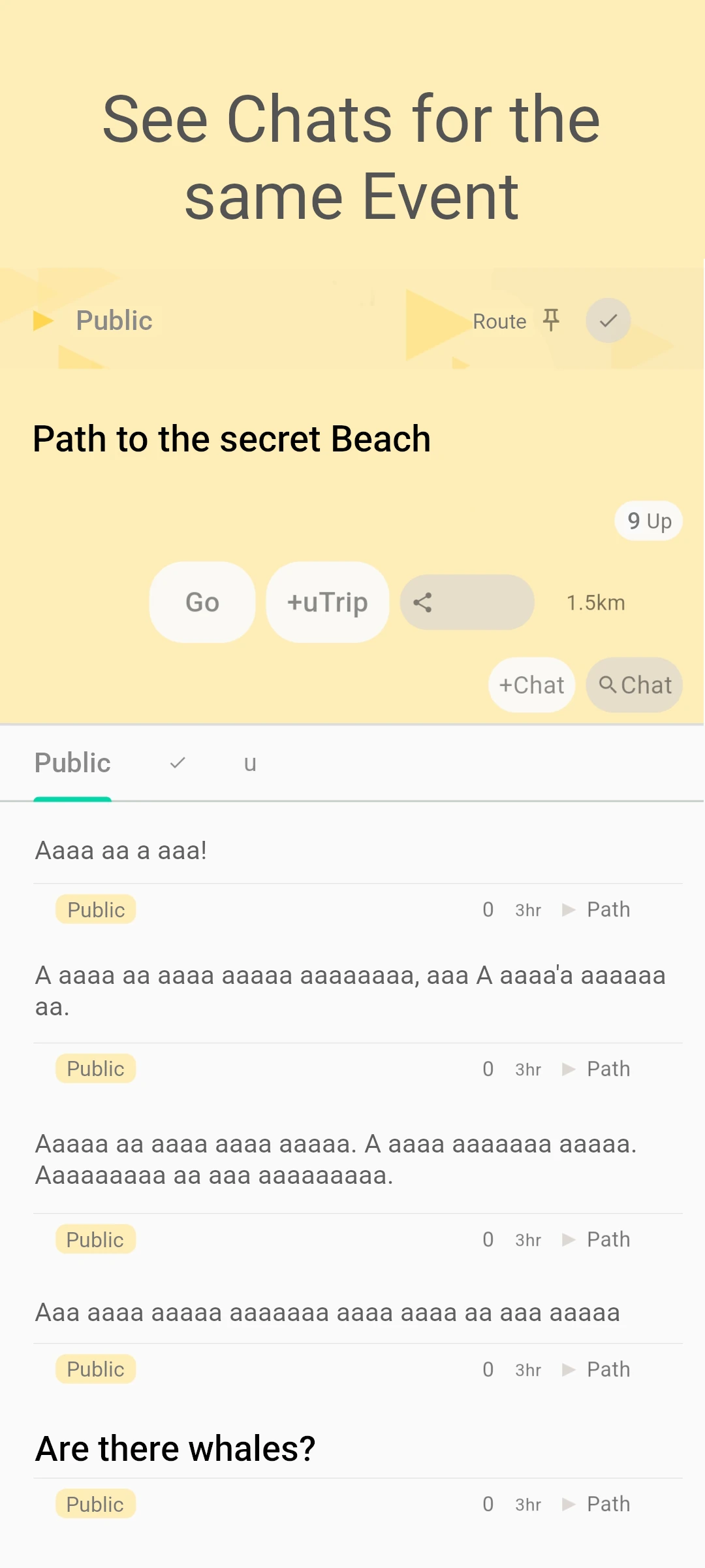 screenshot of route event