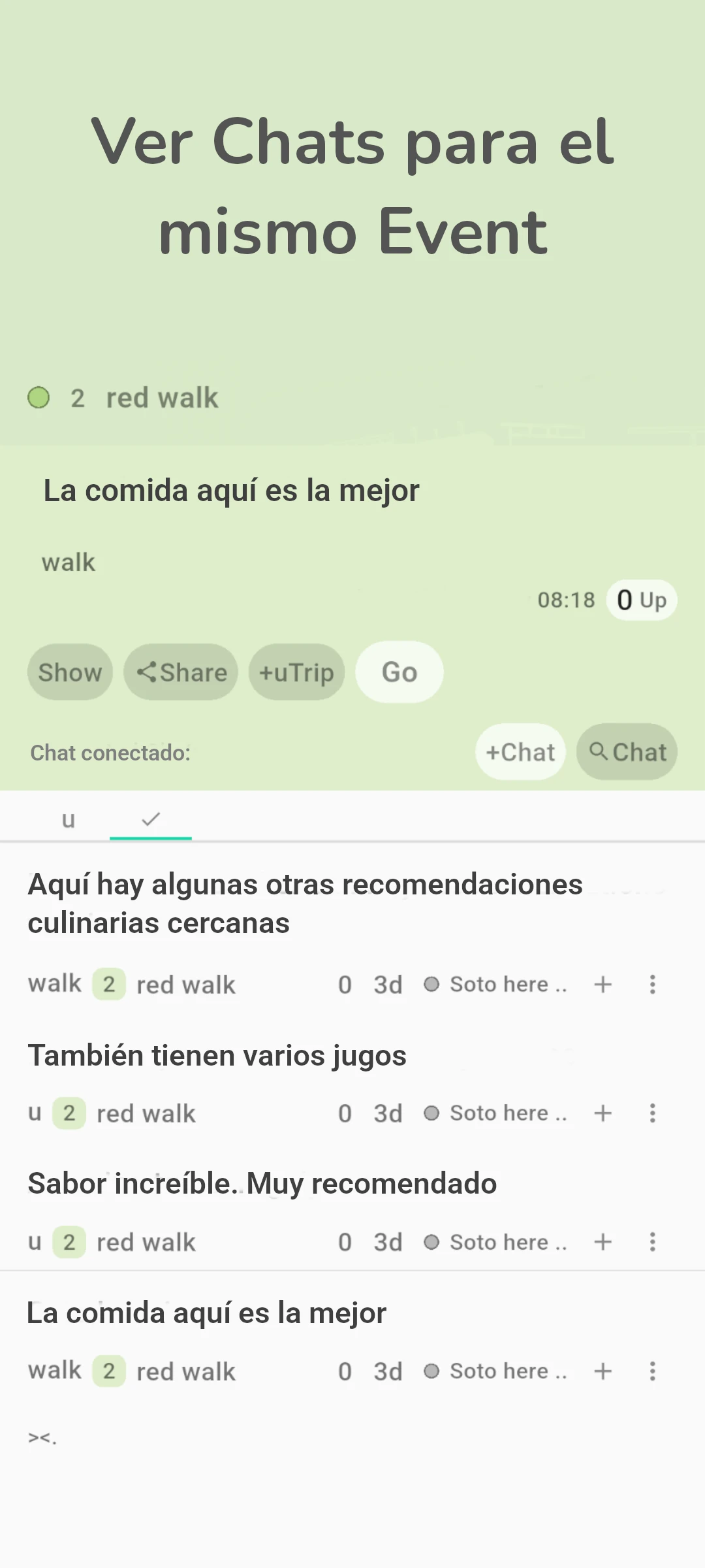screenshot of chat on event