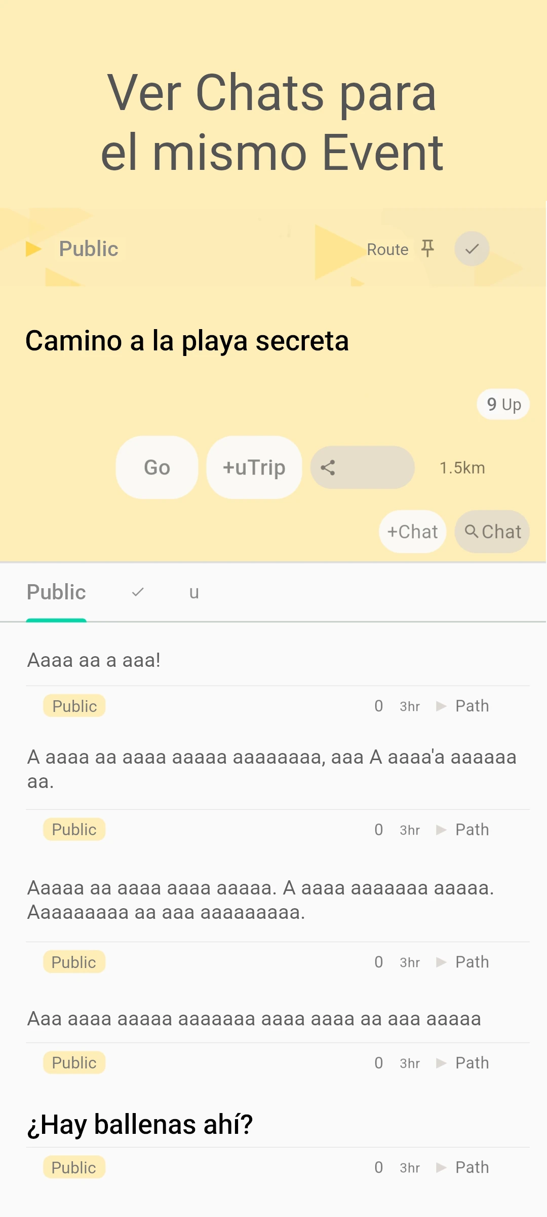 screenshot of route event