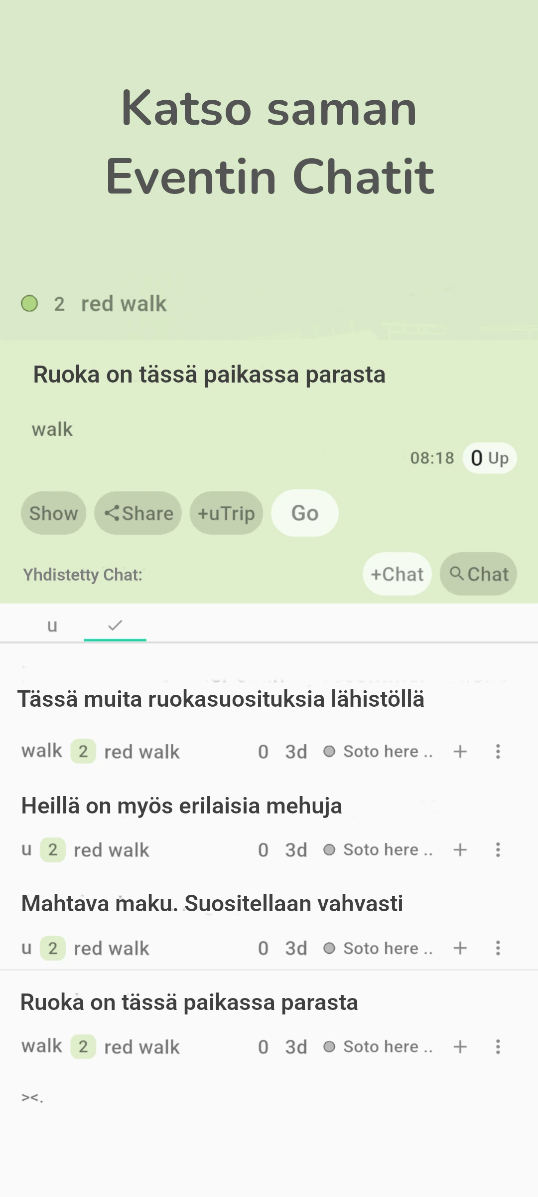 screenshot of chat on event