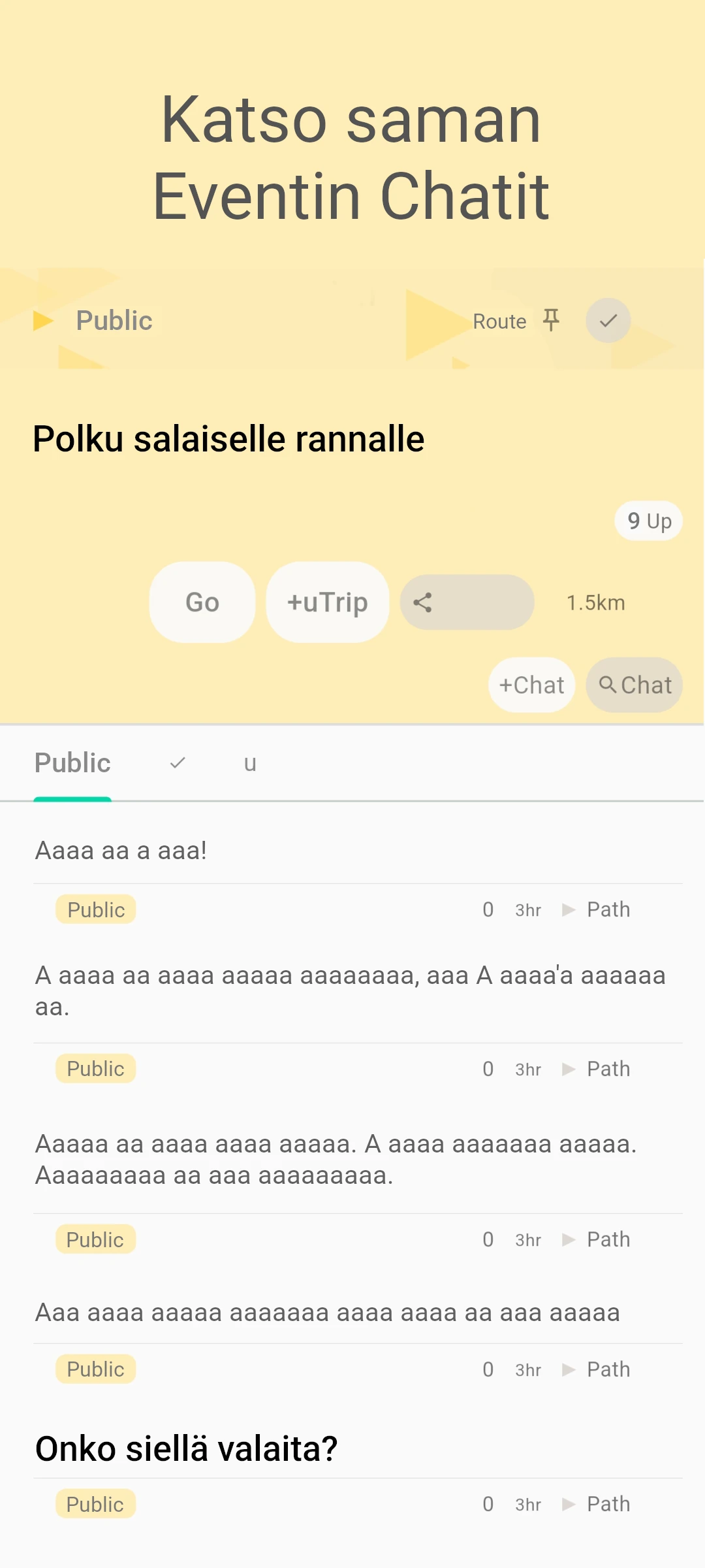 screenshot of route event