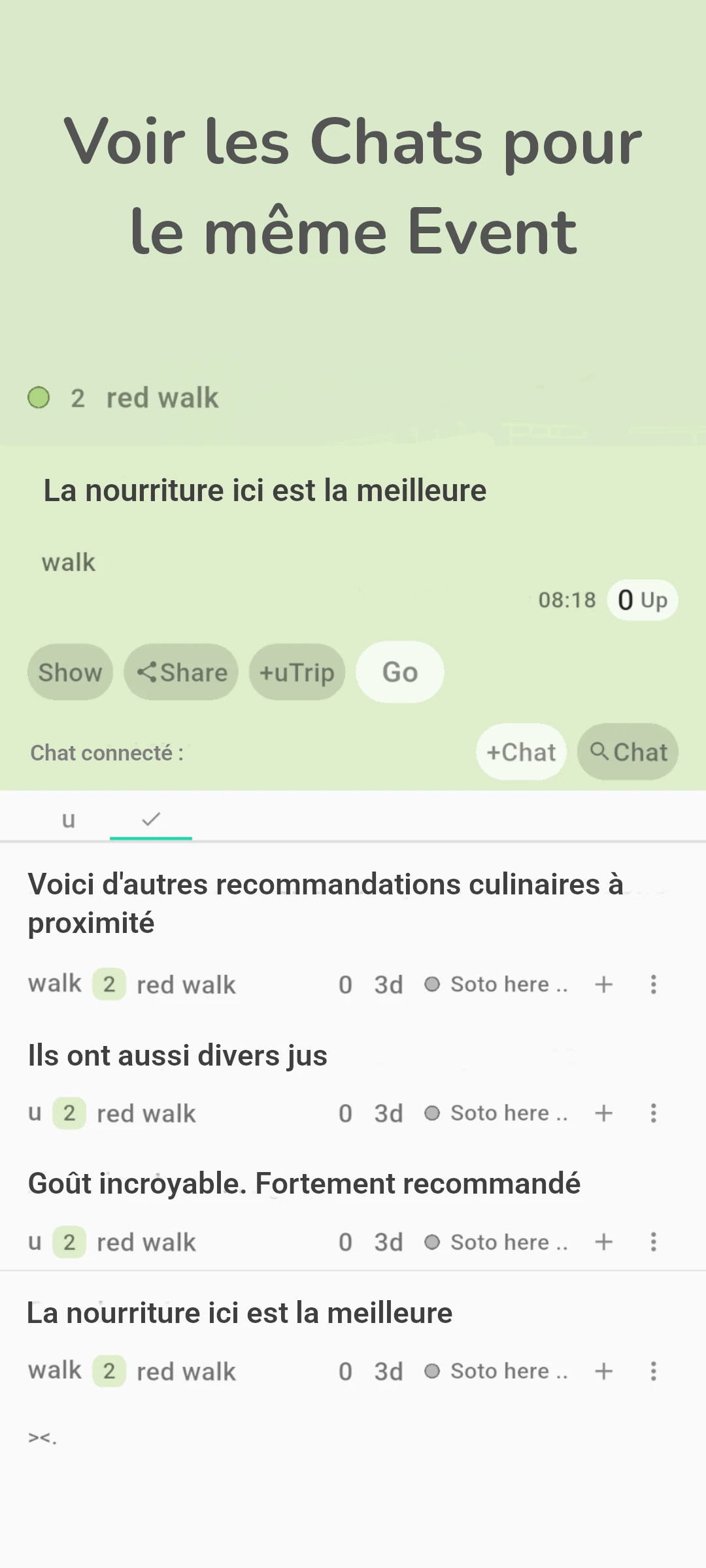 screenshot of chat on event