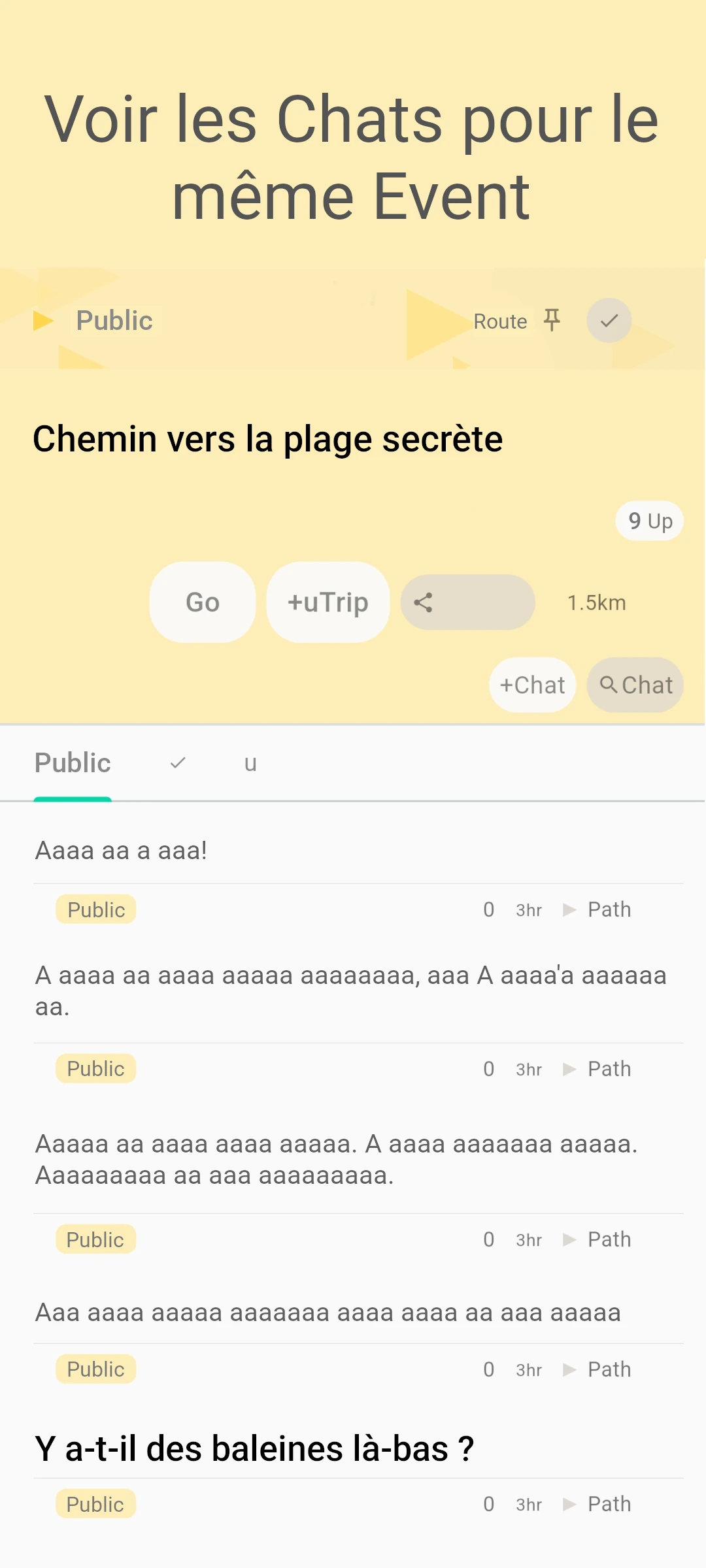 screenshot of route event