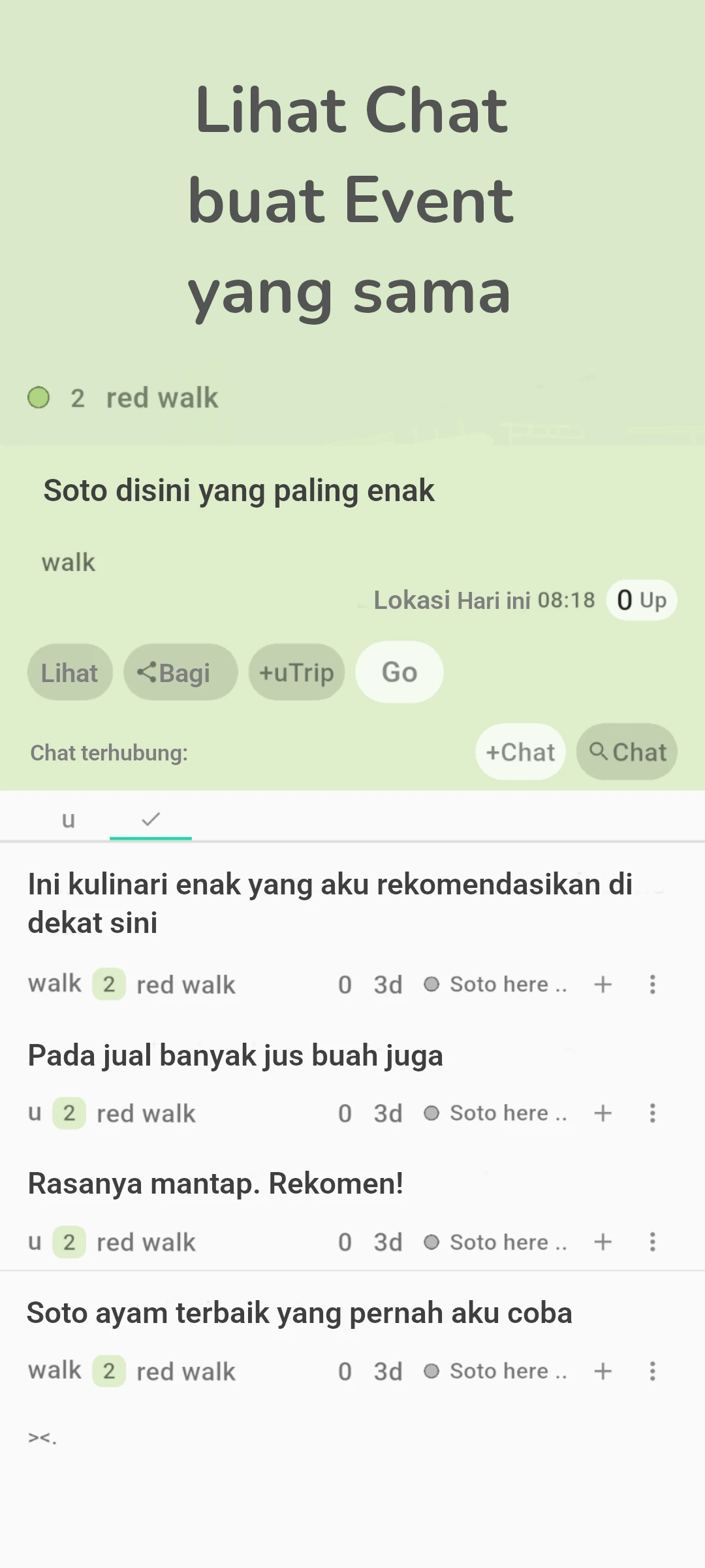screenshot of chat on event