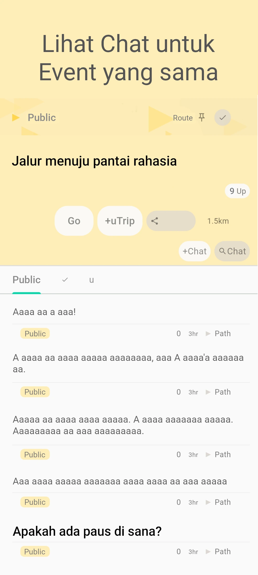screenshot of route event