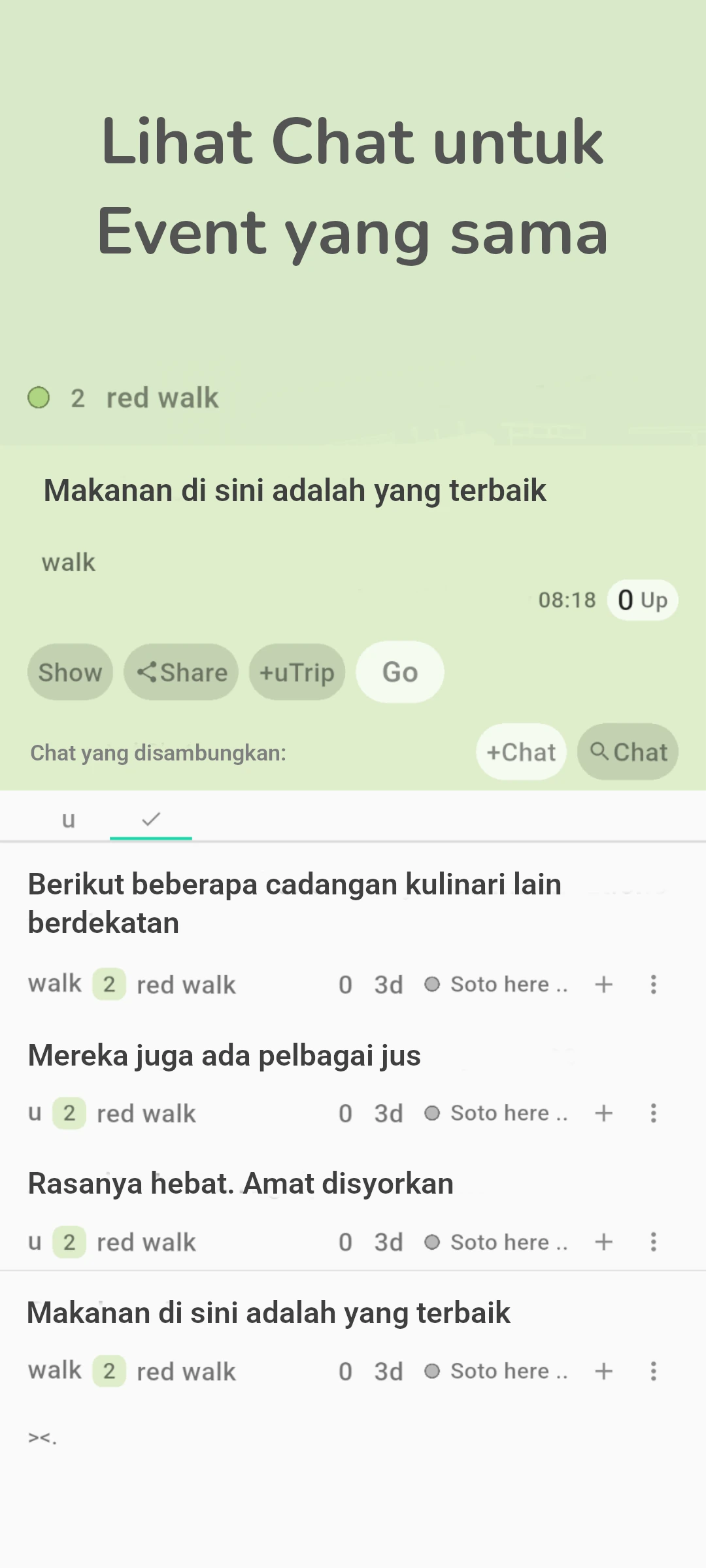 screenshot of chat on event