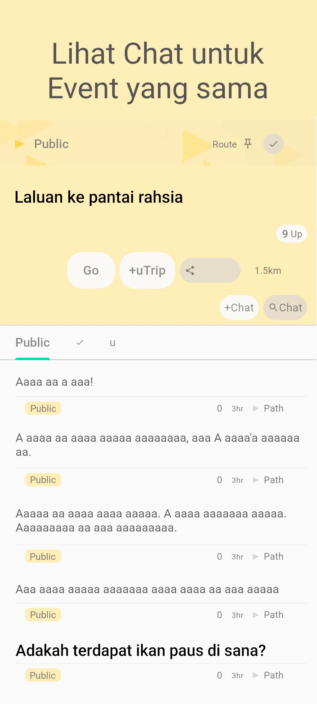 screenshot of route event