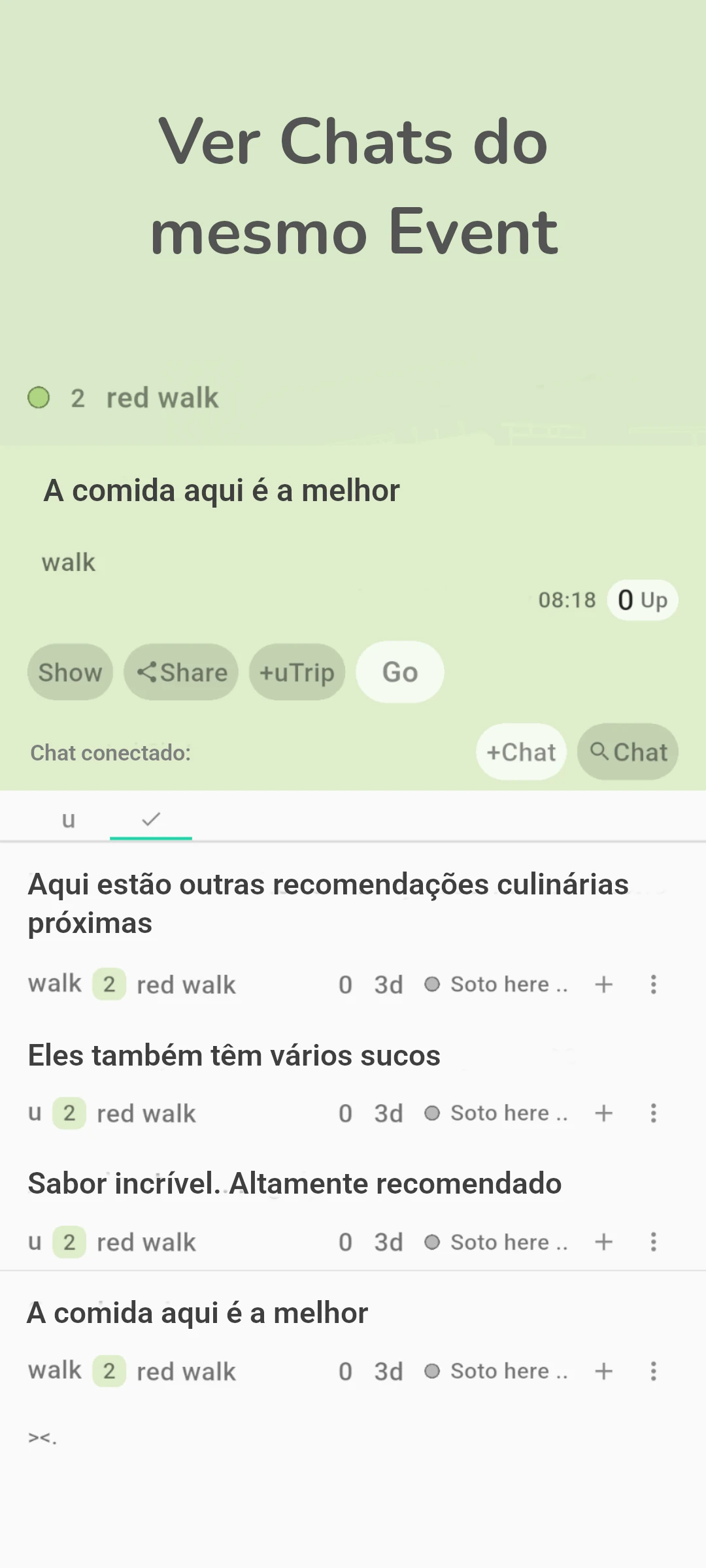 screenshot of chat on event