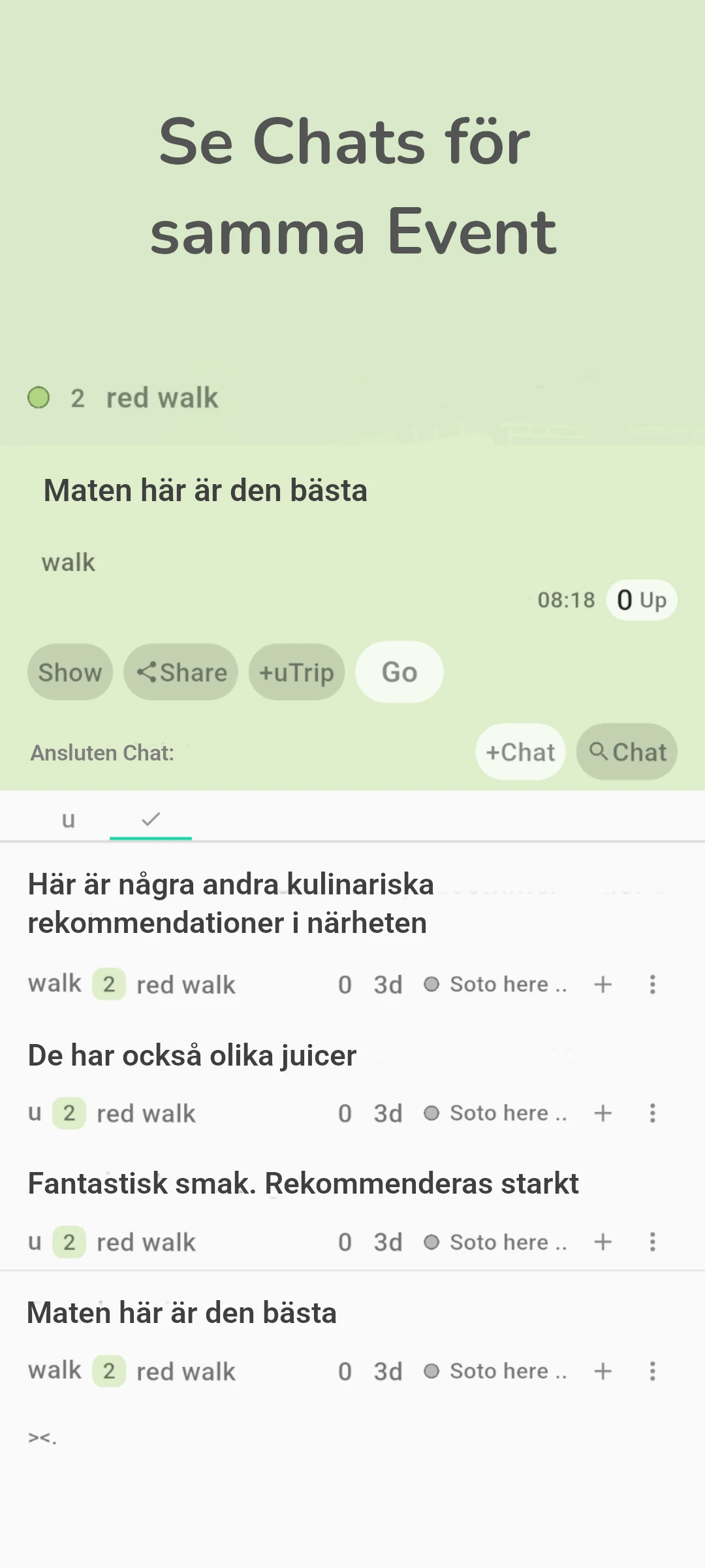 screenshot of chat on event